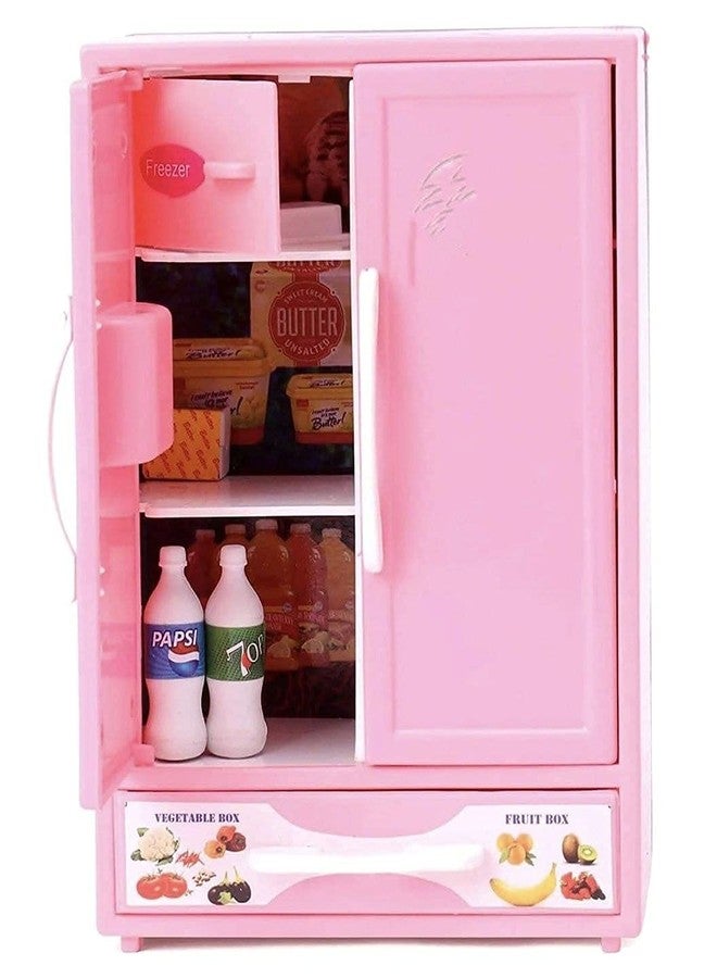 Shivaaro Plastic Premium Fridge Toy for Kids, Lovely 2 Drawer Refrigerator Kitchen Toy (Pink) - Image 3